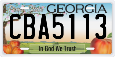 GA license plate CBA5113