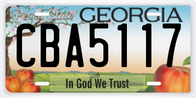GA license plate CBA5117