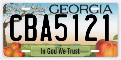 GA license plate CBA5121