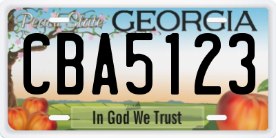 GA license plate CBA5123