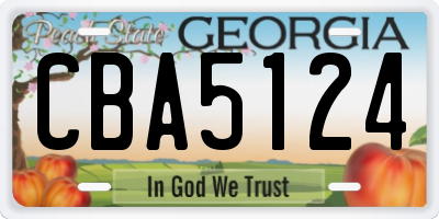 GA license plate CBA5124