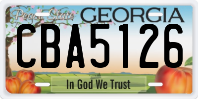 GA license plate CBA5126