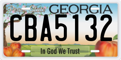 GA license plate CBA5132