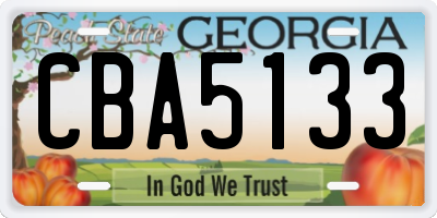 GA license plate CBA5133