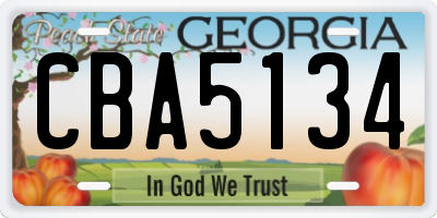 GA license plate CBA5134