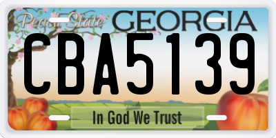 GA license plate CBA5139