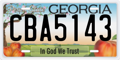 GA license plate CBA5143