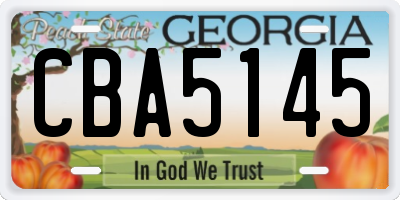 GA license plate CBA5145