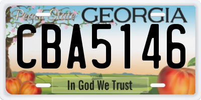GA license plate CBA5146
