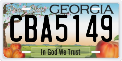 GA license plate CBA5149