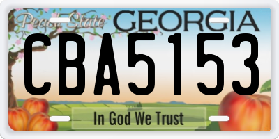 GA license plate CBA5153