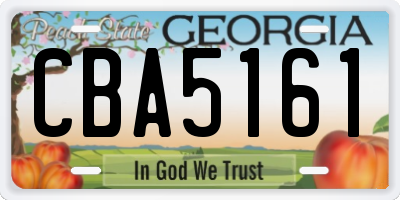 GA license plate CBA5161