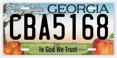 GA license plate CBA5168