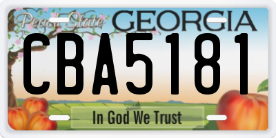 GA license plate CBA5181