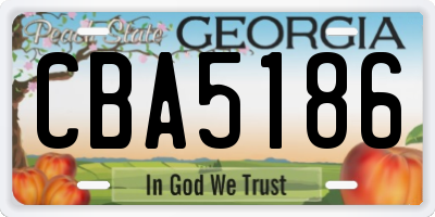 GA license plate CBA5186