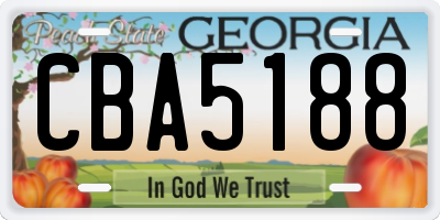 GA license plate CBA5188