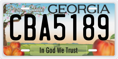 GA license plate CBA5189
