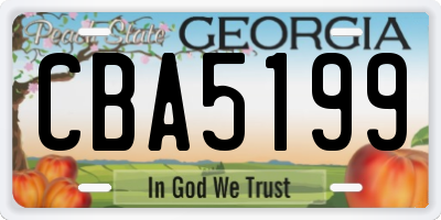 GA license plate CBA5199