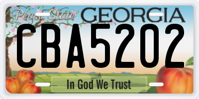 GA license plate CBA5202