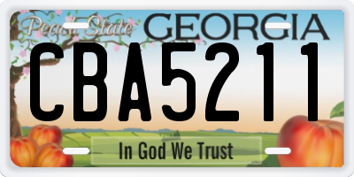 GA license plate CBA5211