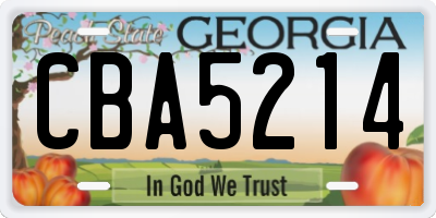 GA license plate CBA5214