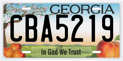 GA license plate CBA5219