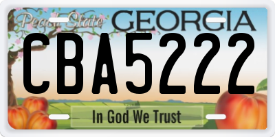 GA license plate CBA5222