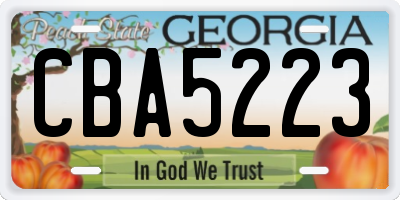 GA license plate CBA5223