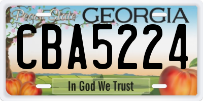 GA license plate CBA5224