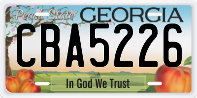GA license plate CBA5226
