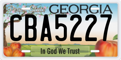 GA license plate CBA5227