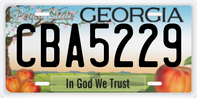 GA license plate CBA5229