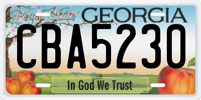 GA license plate CBA5230