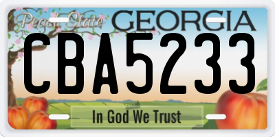 GA license plate CBA5233