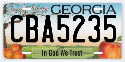GA license plate CBA5235