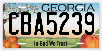 GA license plate CBA5239