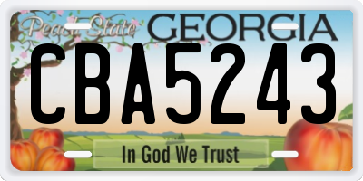 GA license plate CBA5243