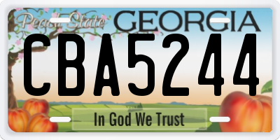 GA license plate CBA5244