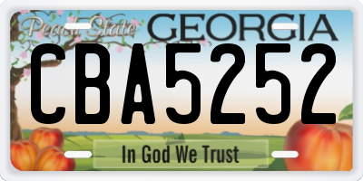 GA license plate CBA5252