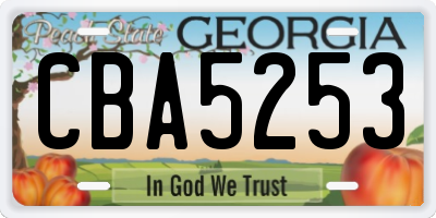 GA license plate CBA5253