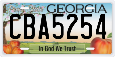 GA license plate CBA5254