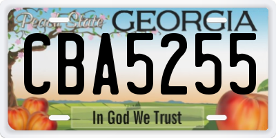 GA license plate CBA5255