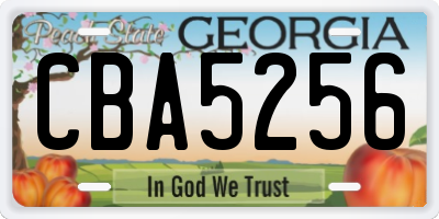 GA license plate CBA5256