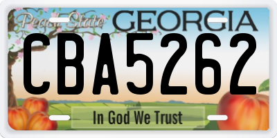 GA license plate CBA5262