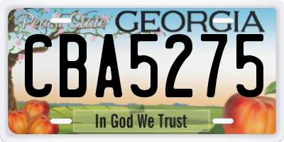 GA license plate CBA5275