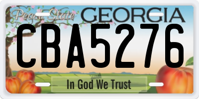 GA license plate CBA5276