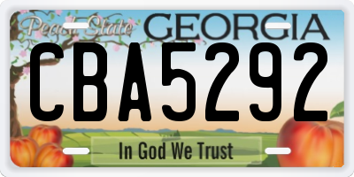 GA license plate CBA5292