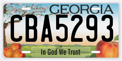 GA license plate CBA5293