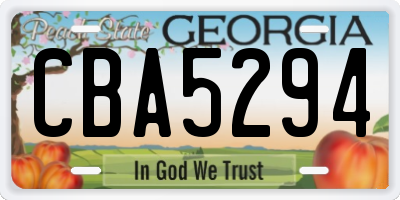 GA license plate CBA5294