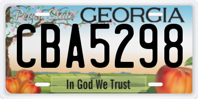 GA license plate CBA5298